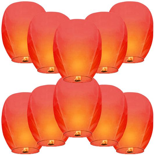 Nuluphu 10-Pack Wish Lanterns for Weddings & Memorial Events – Red