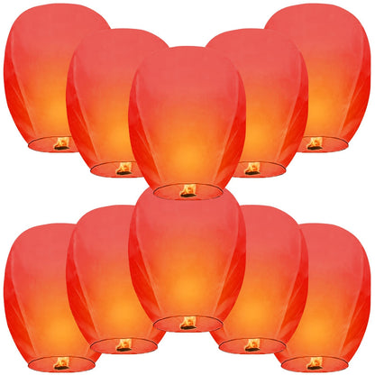 Nuluphu 20-Pack Wish Lanterns for Weddings & Memorial Events – Red