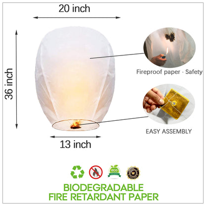 Nuluphu 10-Pack Wish Lanterns for Weddings & Memorial Events
