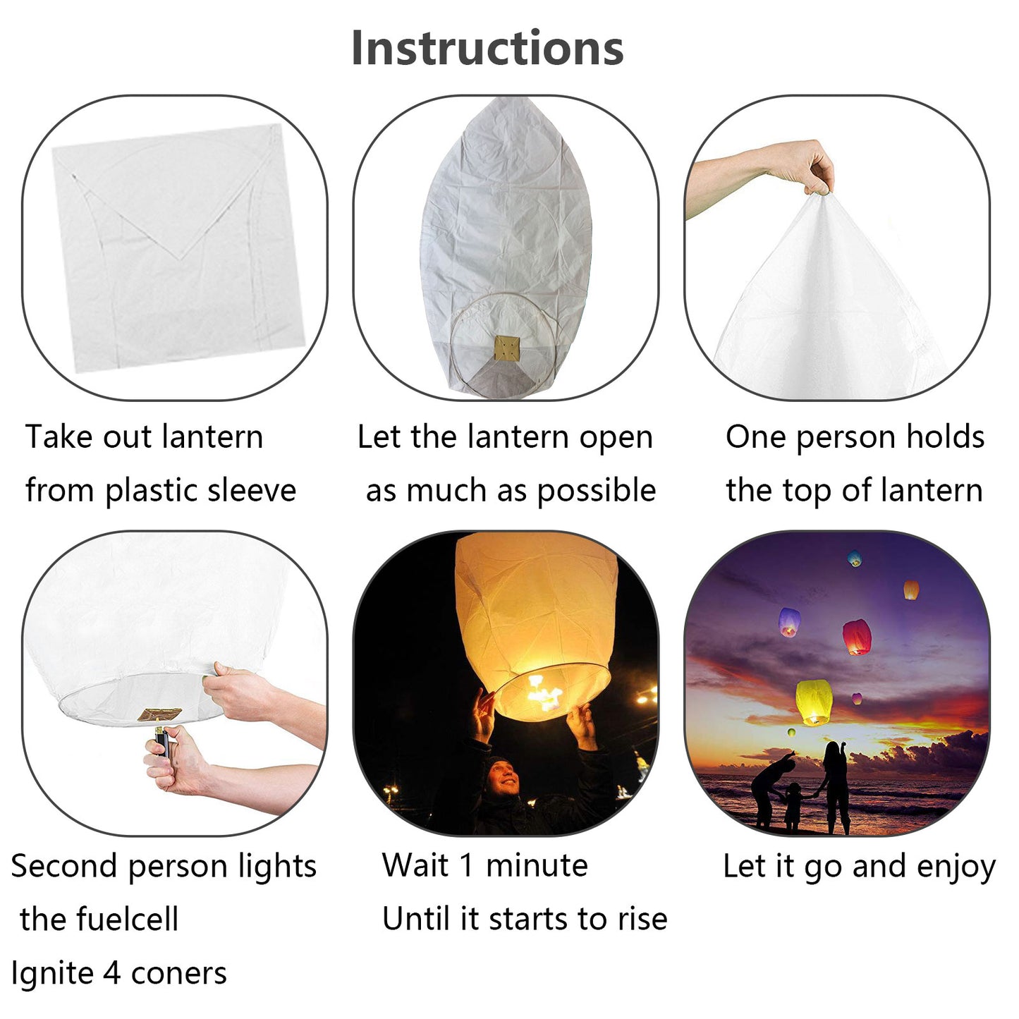 Nuluphu 10-Pack Chinese Memorial Sky Lanterns