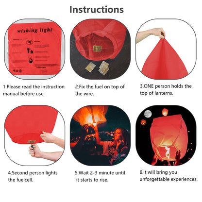 Nuluphu 10-Pack Wish Lanterns for Weddings & Memorial Events – Red