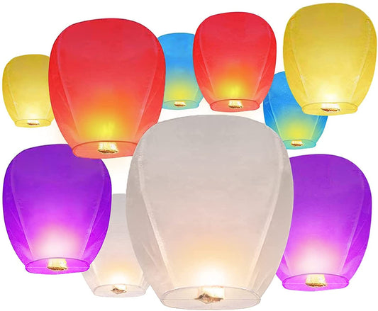 Nuluphu 20-Pack Wish Lanterns for Weddings & Memorial Events – Multicolor