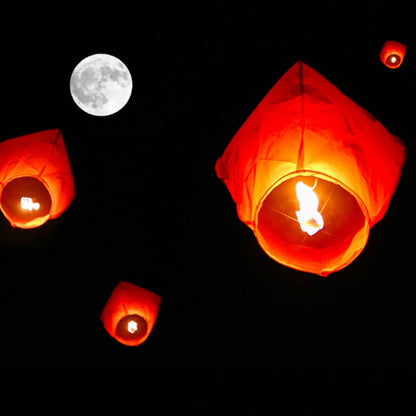 Nuluphu 10-Pack Wish Lanterns for Weddings & Memorial Events – Red