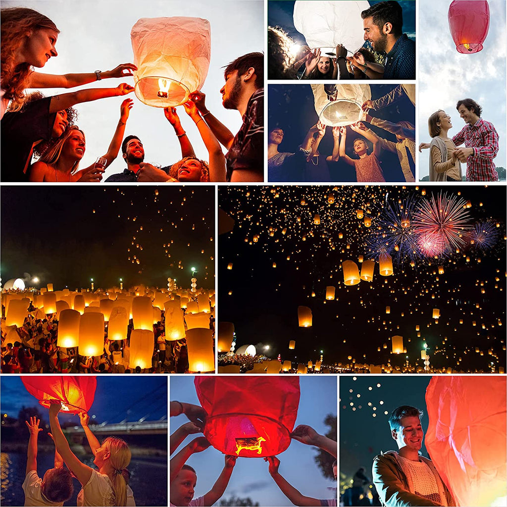 Nuluphu10-Pack Chinese Memorial Sky Lanterns(Red)