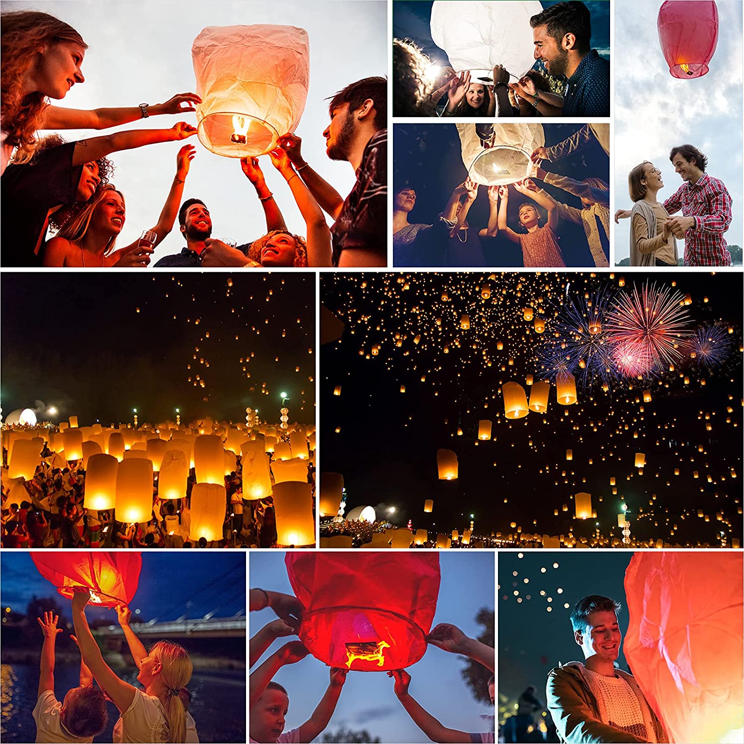 Nuluphu10-Pack Chinese Memorial Sky Lanterns(Red)