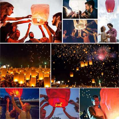 Nuluphu 10-Pack Wish Lanterns for Weddings & Memorial Events – Red
